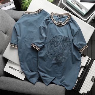 Áo thun cotton 4c nam, áo thun nam cao cấp, chất Cotton 4 chiều xịn, sờ vào là thích. Bo phối logo dập nổi xịn xò - size từ 55kg - 85kg