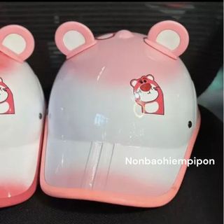 Nón bảo hiểm kết gấu dâu loang màu