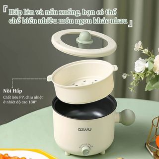 NỒI LẨU ĐIỆN MINI CHỐNG DÍNH OZHU 2 NẤC NHIỆT
