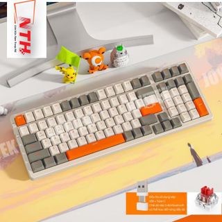 Bàn phím cơ không dây Red Switch K96 kết nối bằng USB 2.4G và Bluetooth 5.0 thiết kế 100 phím có hotswap thay switch dễ dàng dành cho game thủ