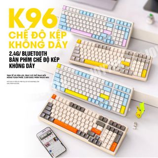 Bàn phím cơ không dây Red Switch K96 kết nối bằng USB 2.4G và Bluetooth 5.0 thiết kế 100 phím có hotswap thay switch dễ dàng dành cho game thủ