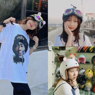Tai gấu trang trí mũ bảo hiểm [1 CẶP] , Phụ kiện gắn trang trí nón bảo hiểm nữa đầu, 3/4 siêu cute và độc đáo