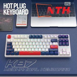 Bàn phím cơ KHÔNG DÂY K87 kết nối 3 chế độ với thiết kế TKL 87 phím có đèn led RGB 22 chế độ cực đẹp và có hotswap thay switch dễ dàng