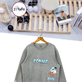 R220331M1 - Áo da cá dài tay, bé gái, 2 da vải xuất xịn, in hình vịt Donald, size 15-20, Top1Kids giá sỉ