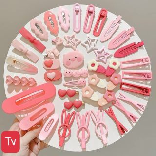 Set 19 kẹp tóc màu hồng dễ thương