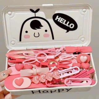 Set 19 kẹp tóc màu hồng dễ thương