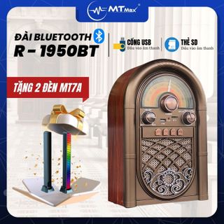 Đài FM Bluetooth R1950BT Tặng Kèm 2 Đèn Led MT7A - Loa Bluetooth Kết Hợp Đài Radio Phong Cách Cổ Điển Hỗ Trợ Thẻ Nhớ USB