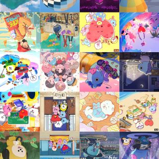 Combo 100 Sticker BTS ảnh ô vuông, nhãn dán tổng hợp bts chibi, BT21