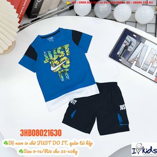 3HB08021630- Bộ nam in chữ JUST DO IT, quần túi hộp, size 9-14, ri6 giá sỉ