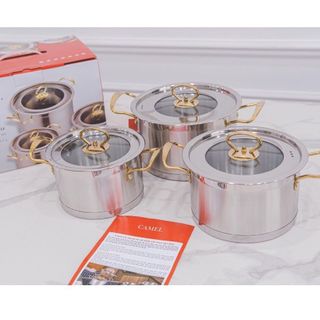 Bộ nồi inox CAMEL SET nồi 3 món inox 304 cao cấp, đáy 3 lớp giá sỉ