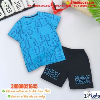 3HB08021645B - Bộ cotton, bé trai, áo in chữ tràn thân, size 9-14, ri6 - phân phối bởi Top1Kids giá sỉ