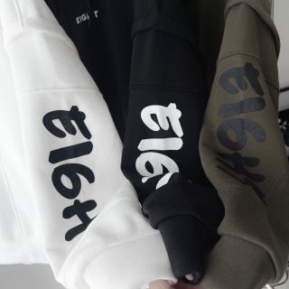 Áo Hoodie Nỉ Lót Bông Tay Nối EIGHT Form Rộng Unisex.