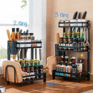 Kệ 3 tầng đen đựng gia vị