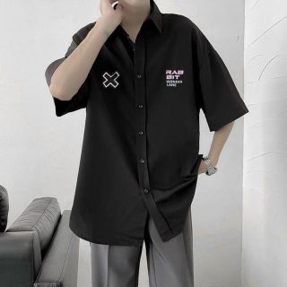 Áo Sơ Mi Tay Lỡ Nam Nữ Form Rộng Unisex RABBIT WORD Chất Lụa Mịn Mát Phong Cách Hàn Quốc Ulzzang giá sỉ - giá bán buôn