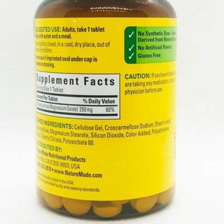Viên uống bổ sung Magiê Nature Made Magnesium 250mg 200 Tablets