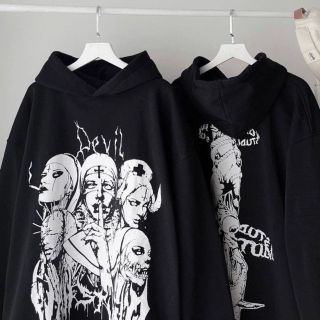 Áo Hoodie Nỉ Devil Mặt Quỷ Màu Đen, Áo Nỉ 5 Cô Y Tá Mặc Ngầu Phong Cách Hàn Quốc giá sỉ - giá bán buôn
