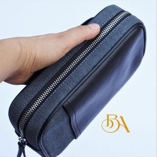 CLUTCH DA BÒ. TÚI CLUTCH DA NAM PHỐI VẢI CANVAS. VÍ CLUTCH DA THỜI TRANG M008