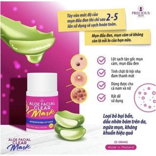 Gel Lột Mụn Aloe Facial Clear Mask Precious Skin Thái Lan - Gel Nha Đam Hút Mụn Đầu Đen, Cám Siêu Sạch 22gr