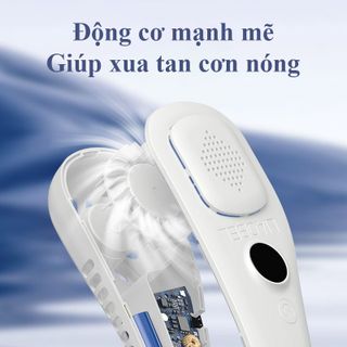 Quạt Mini Đeo Cổ Không Cánh Tích Điện 5 Cấp Độ Màn Hình Đèn Led Quạt Điều Hòa Mini Thiết Kế Gọn Nhẹ Pin Trâu