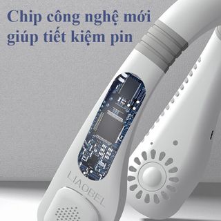 Quạt Mini Đeo Cổ Không Cánh Tích Điện 5 Cấp Độ Màn Hình Đèn Led Quạt Điều Hòa Mini Thiết Kế Gọn Nhẹ Pin Trâu