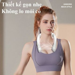 Quạt Mini Đeo Cổ Không Cánh Tích Điện 5 Cấp Độ Màn Hình Đèn Led Quạt Điều Hòa Mini Thiết Kế Gọn Nhẹ Pin Trâu