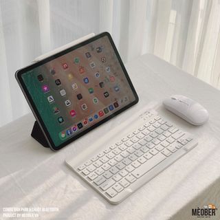 Bộ Bàn Phím Và Chuột Không Dây Cao Cấp Bàn phím bluetooth không dây mini 10 inch/ chuột không dây cho điện thoại,ipat màu trắng