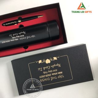 Bộ Quà Tặng (Bình Giữ Nhiệt & Bút Ký) – Khắc nội dung Tri ân Thầy Cô.