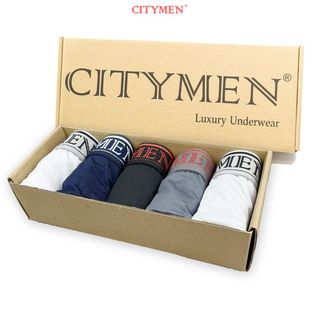 Hộp 5 Quần Lót Nam Vải Thun Lạnh 4 Chiều Lưng Dệt Chữ CITYMEN - Xưởng May - Bán Sỉ