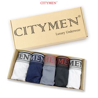 Hộp 5 Quần Lót Nam Vải Thun Lạnh 4 Chiều Lưng Dệt Chữ CITYMEN - Xưởng May - Bán Sỉ