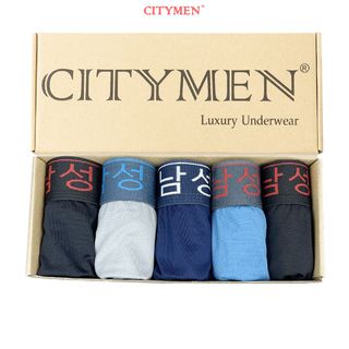 Hộp 6 Quần Lót Nam Vải Thun Lạnh 4 Chiều Lưng Dệt Chữ Hàn Quốc - Xưởng May - Bán Sỉ