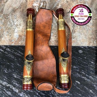 Điếu cày mini rút bọc đồng nổi kèm bao da