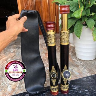 Điếu cày mini rút bọc đồng nổi kèm bao da