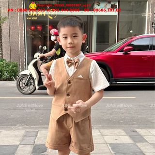 Hàng sỉ HNSet bộ công tử, sét bao gồm: quần, áo gile, áo sơ mi, nơ, size 1y-10t ri10 , top1oder_00269_08051807_sg1 giá sỉ