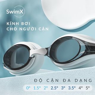 [Đen Trắng] Kính bơi cận SwimX cao cấp, phù hợp cho nam, nữ, bé trẻ em từ 6 tuổi YUKE