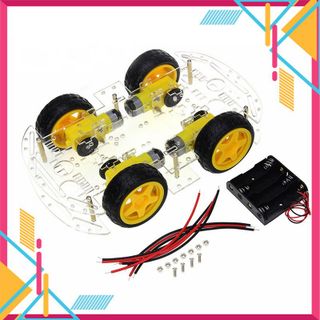 Khung xe robot 4 bánh 2 tầng đủ bộ - Arduino