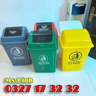 Thùng rác nắp lật 60 lít nhựa HDPE văn phòng