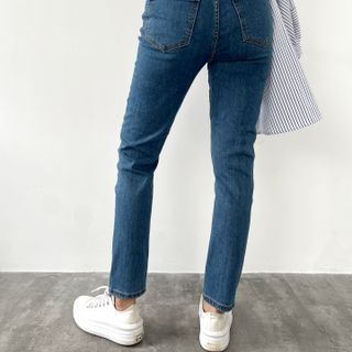 Quần Skinny Nữ Lưng Cao Ôm Dáng Màu Xanh Wash Đá S-03C