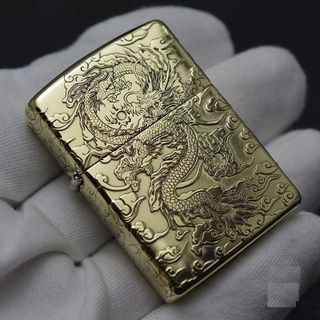 Bật Lửa ZIPPO Mỹ, Bật Lửa ZIPPO USA Hình Rồng Chất Liệu Đồng Thau Nguyên Khối Xài Xăng Có Tem Đỏ