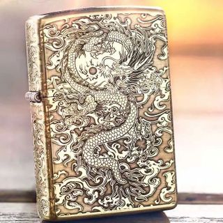 Bật Lửa ZIPPO Mỹ, Bật Lửa ZIPPO USA Hình Rồng Chất Liệu Đồng Thau Nguyên Khối Xài Xăng Có Tem Đỏ