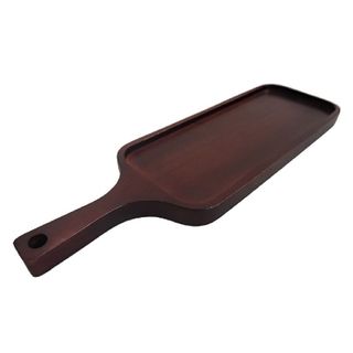 KHAY GỖ CAO SU HÌNH CHỮ NHẬT, CÓ TAY CẦM, MÀU ÓC CHÓ