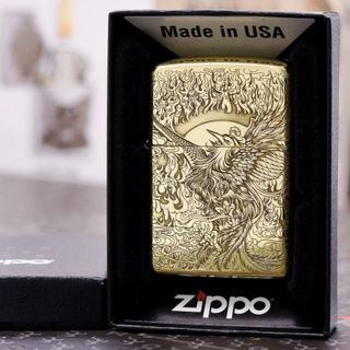 Bật Lửa ZIPPO Mỹ, Bật Lửa ZIPPO USA Hình Phượng Hoàng Chất Liệu Đồng Thau Nguyên Khối Xài Xăng Có Tem Đỏ