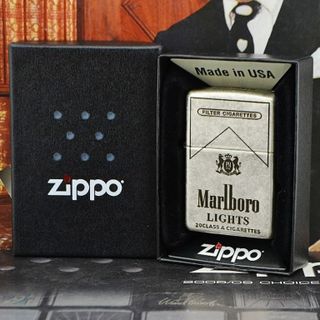 Bật Lửa ZIPPO Mỹ, Bật Lửa ZIPPO USA Hình THUỐC Marlboro Màu Bạc Cổ Điển Xài Xăng Có Tem Đỏ