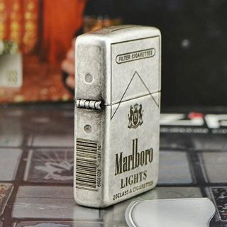 Bật Lửa ZIPPO Mỹ, Bật Lửa ZIPPO USA Hình THUỐC Marlboro Màu Bạc Cổ Điển Xài Xăng Có Tem Đỏ