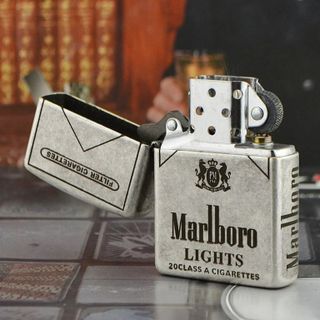 Bật Lửa ZIPPO Mỹ, Bật Lửa ZIPPO USA Hình THUỐC Marlboro Màu Bạc Cổ Điển Xài Xăng Có Tem Đỏ