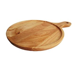 KHAY GỖ CAO SU TRÒN, CÓ TAY CẦM, MÀU TỰ NHIÊN