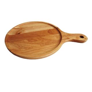 KHAY GỖ CAO SU TRÒN, CÓ TAY CẦM, MÀU TỰ NHIÊN