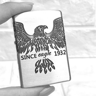 Bật Lửa ZIPPO Mỹ, Bật Lửa ZIPPO USA Hình Đại Bàng 1932 Màu Bạc Cổ Điển Xài Xăng Có Tem Đỏ