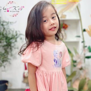 💖Hàng sỉ HN💖 Váy bé gái cotton vân gỗ in elsa, tay lồng đèn, size 3-10, top1order_00004_17192007_sg3 giá sỉ