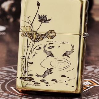 Bật Lửa ZIPPO Mỹ, Bật Lửa ZIPPO USA Hình Cá Chép Chất Liệu Đồng Thau Nguyên Khối Xài Xăng Có Tem Đỏ