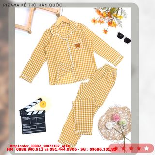 ☘️Hàng sỉ HN☘️ Bộ pizama bé gái, vải thô kẻ 100%, cotton mềm mát, size 11t-16t, top1order_00002_10072107_sg1 giá sỉ